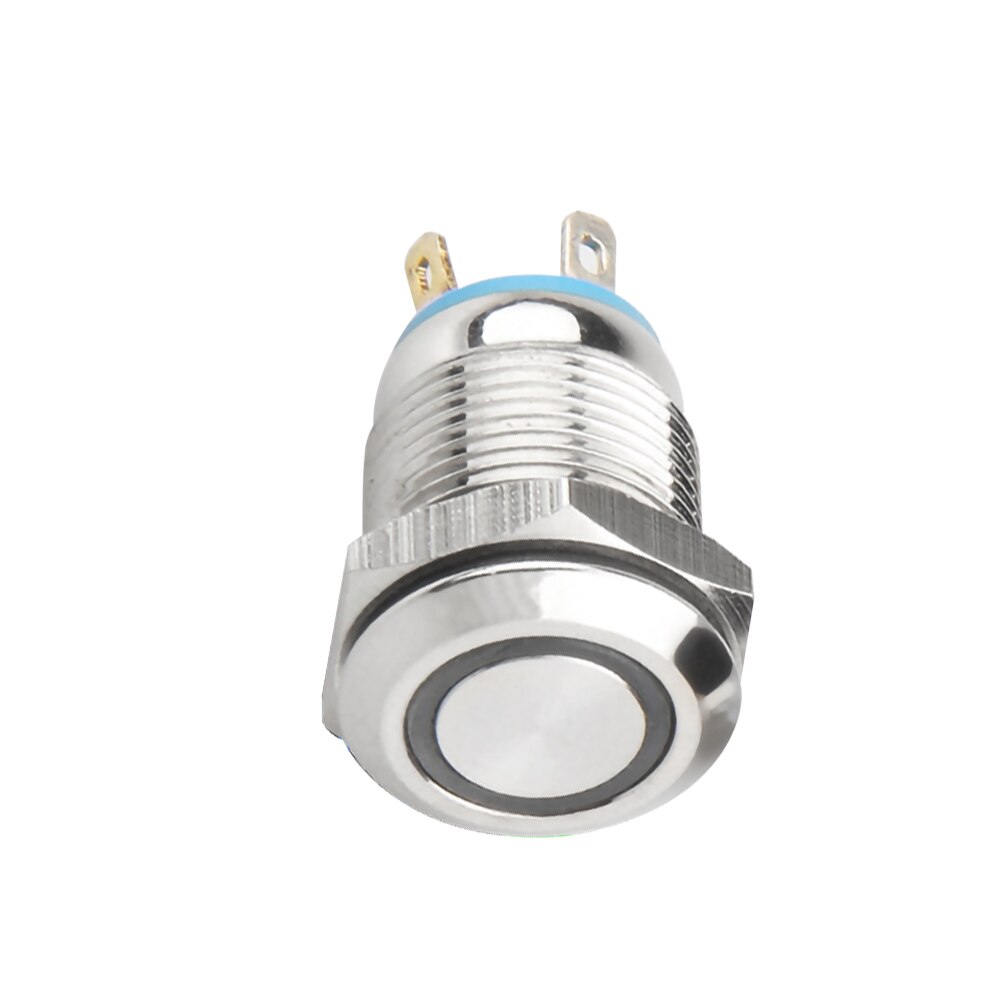 Interruptor de botón de Metal de 16mm, luz LED momentáneo impermeable, botón de encendido de autobloqueo de 12V, conector para botón