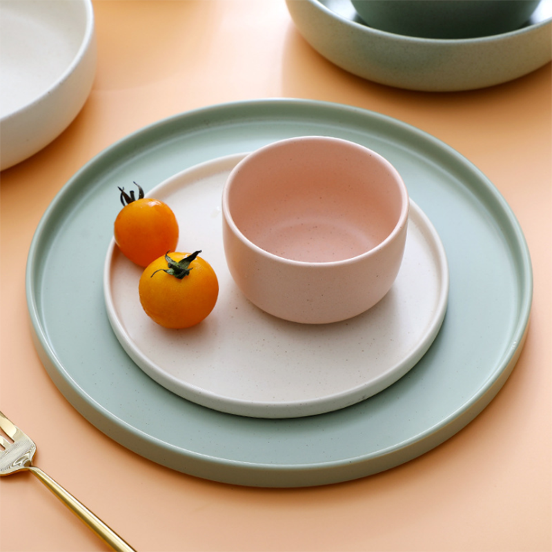 Bandeja de cubiertos de Color sólido, placa de cerámica, utensilios de cocina, juego de vajilla, decoración de pared, cuenco doméstico