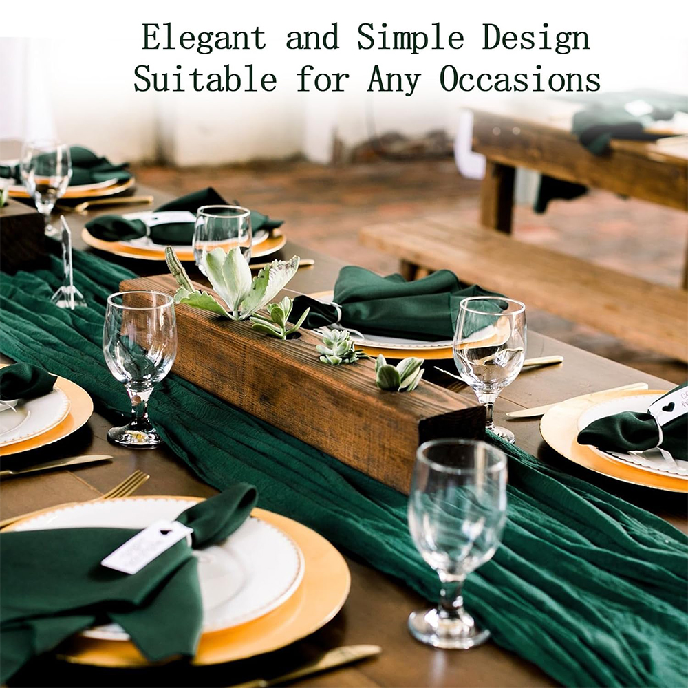 Julegrøn rød bordeaux ostedug bordløber boho rustik gaze terrakotta bordløber til bryllupsfest fødselsdagsdekoration