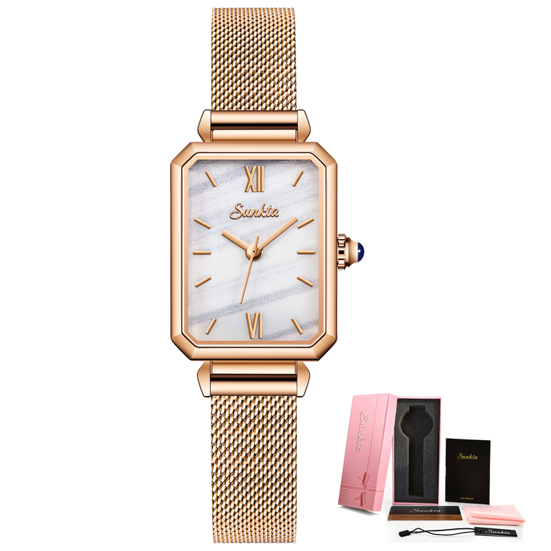 LIGE SUNKTA-Reloj de pulsera de cuarzo para mujer, accesorio de , resistente al agua, con cuatro botones, a la ,: Bronze
