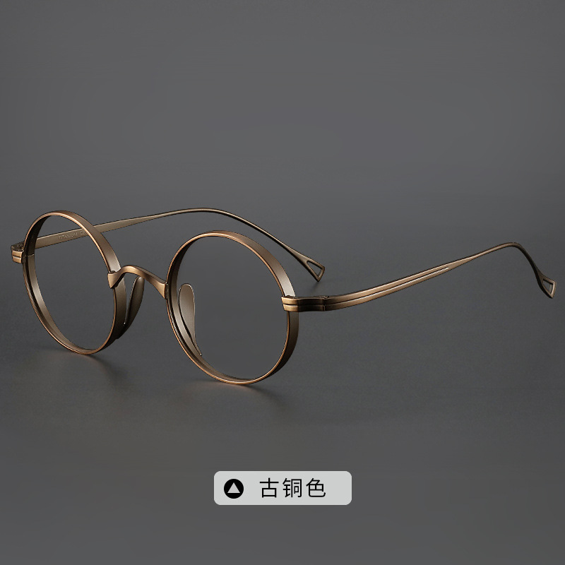 Ultraleichte japanische reintitan-brillenfassung für herren, retro-brille mit kleinem rahmen, flache korrektionsbrillenfassung