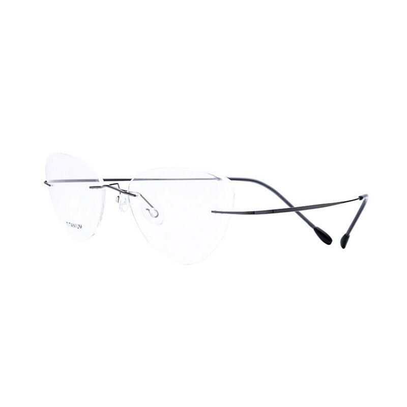 Kvinder cat eye rimless titanium briller optisk ramme briller briller til kvinde briller: Grå