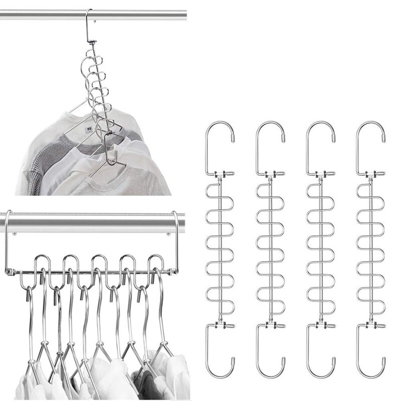 Wonder Magic Hangers Metal Space Saving Hangers 8 Pack,Closet Space Saving Wardrobe Clothing Hanger Organizer,Updated (8P