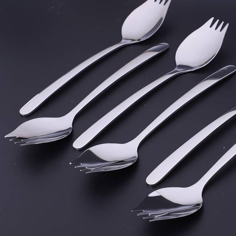 6-Piece 2 in 1 Multifunction Spork (Spoon and Fork),18/10 Stainless Steel Spoon and Fork Set for Noodles, Pasta, Fruit and so