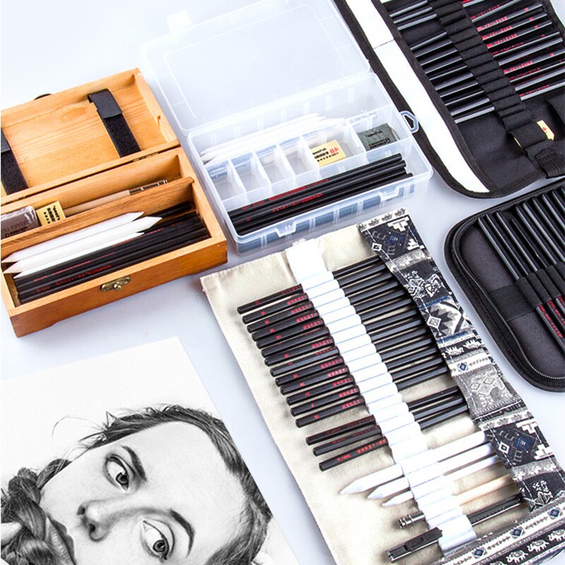 Marco Sketch Pencil Set Sketching Drawing Kit Wood Pencil Pencil Bags For Painter School Students Art Supplies