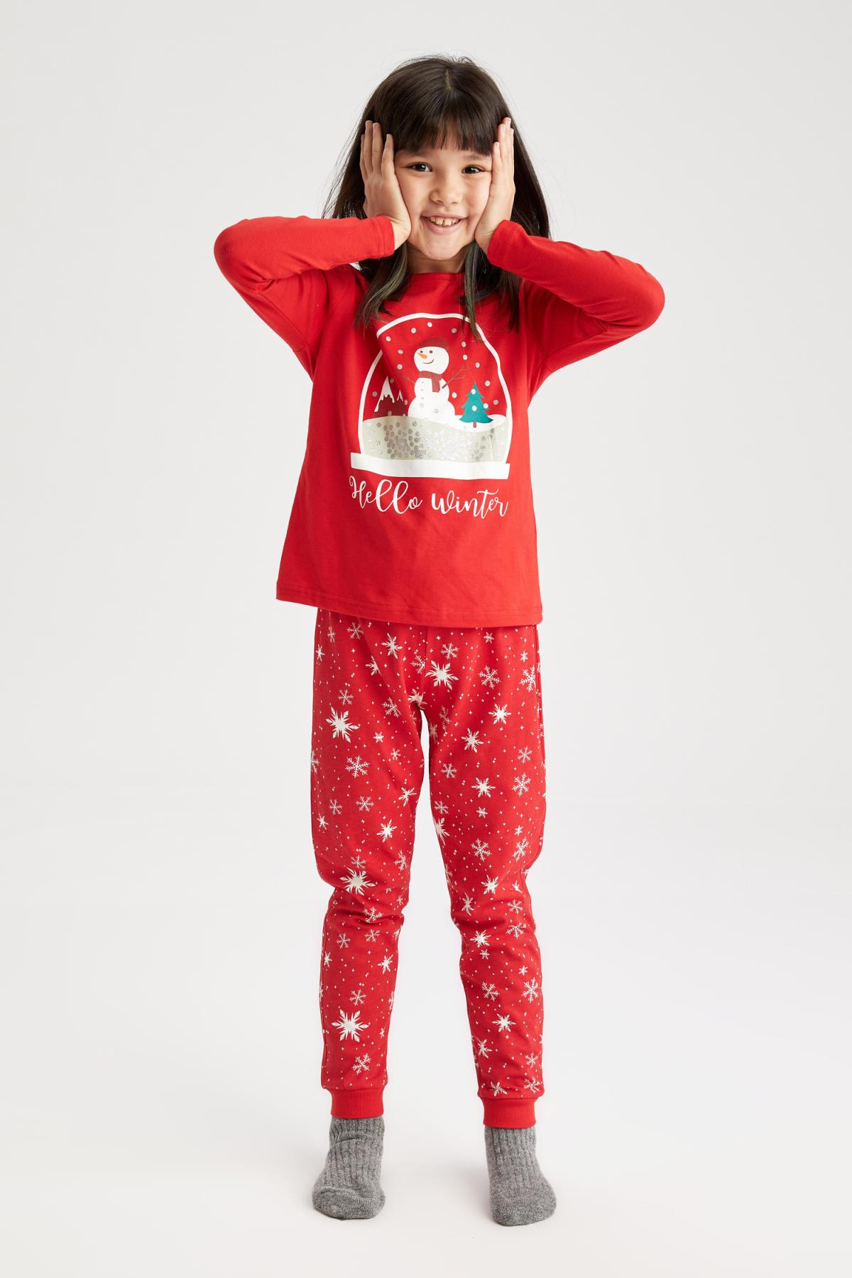 Defacto Winter Meisje Homewear Meisje Gedrukt Pyjama Pak Pyjama Nachtkleding Thuis-Pak Comfortabele Season-R5467A620WN