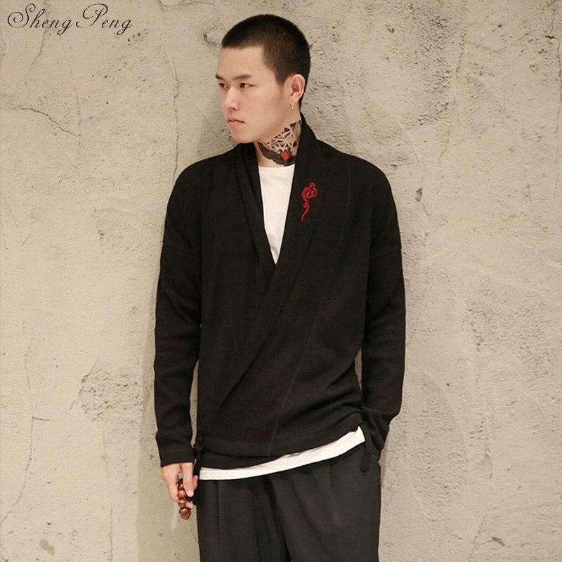 Traditional chinese clothing for men long sleeve shirt oriental clothing traditional chinese men clothing shanghai tang Q006