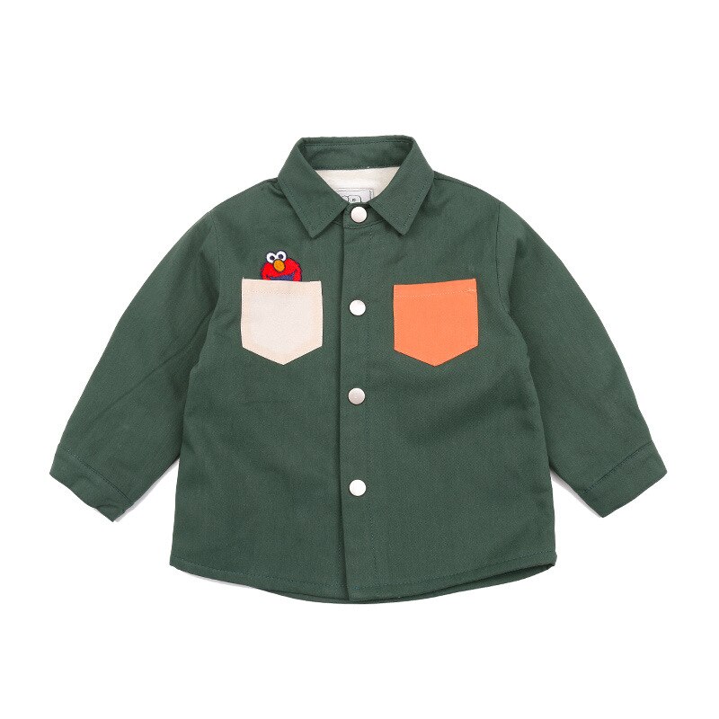 Originale børnetøj børn plus fløjl skjorte farve tegneserie plus bomuld baby skjorte: Grøn / 6m