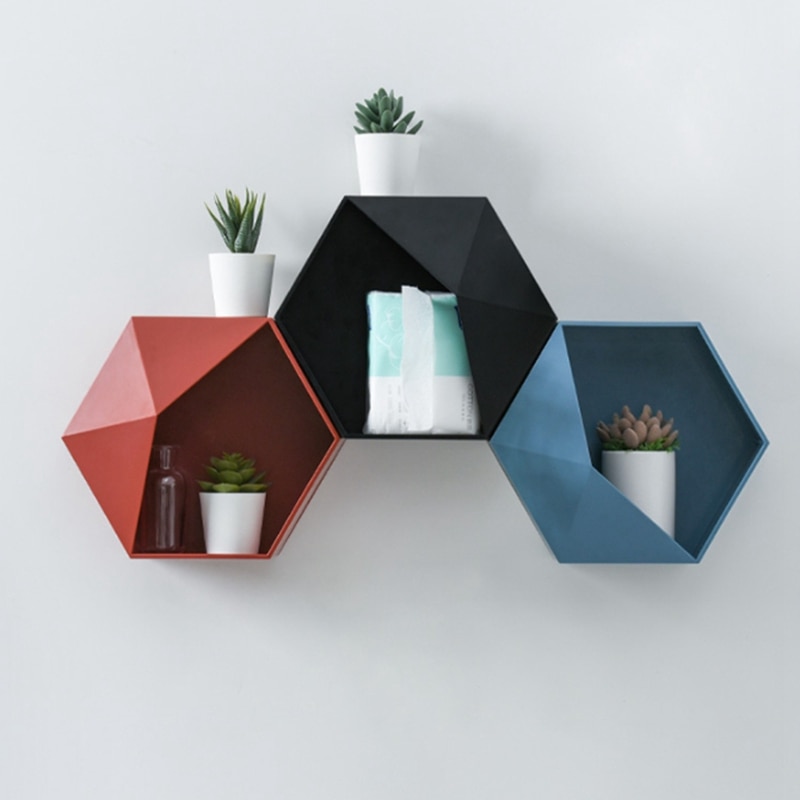 Opbergrek in de vorm van een woonkamer aan de muur bevestigde geometrische muurdecoratie zonder gaten voor thuis badkamerplank