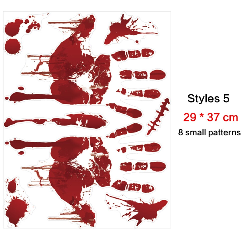 Halloween Bloody Bat Hand Foot Print Sticker Wc Stick Guard Party Deur Window Verwisselbare Glas Muursticker Horror Props: E