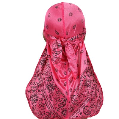 DuRag Durags imprimés en soie pour hommes, couvre-chef Doo en soie, chapeau de Pirate, accessoires pour cheveux: rose