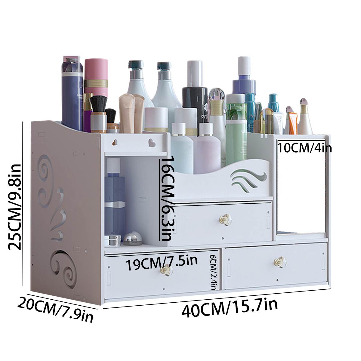 Wooden Storage Box Cosmetic Storage Box Large-capacity Jewelry Storage Box DIY Multi-function Drawer Dresser Storage Box