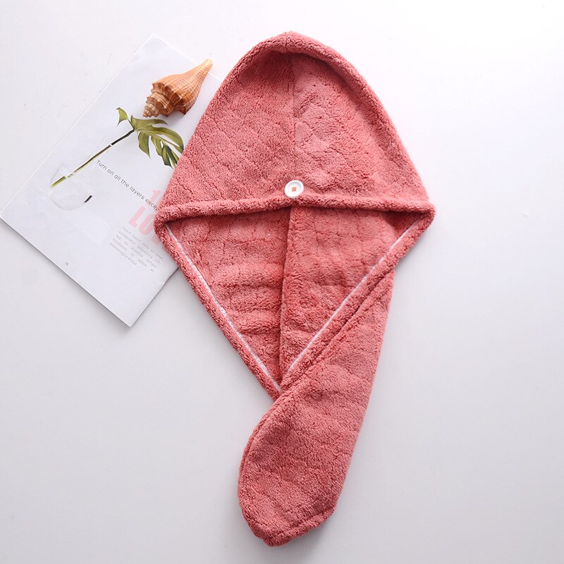 ANRUI 100% Cotton Ladies Hair Drying Cap Quick Dry Towel Bath Cap, Wraps Moisture Absorbent Household Bathroom Amenities: Red