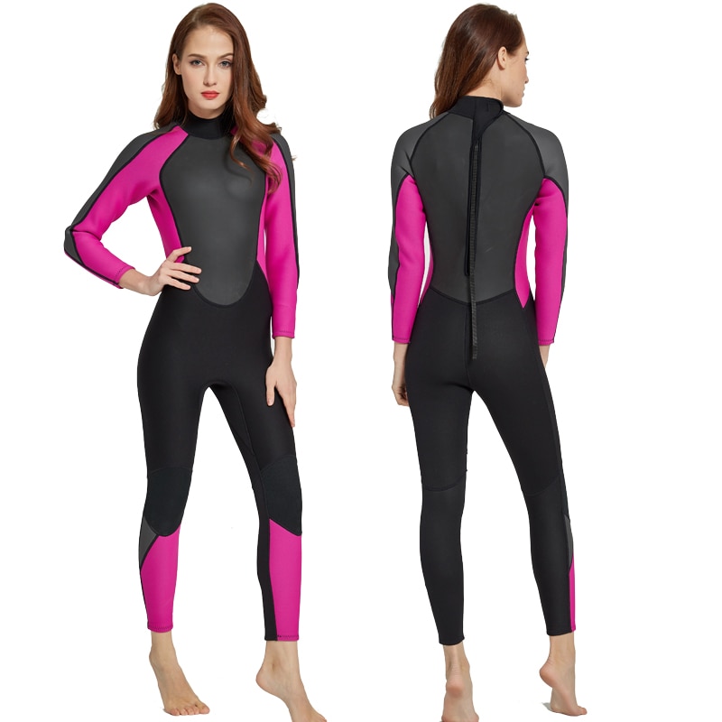 Sbart combinaison femme 3mm néoprène combinaison humide corps complet une-pièce combinaison dos Zipper manches longues rose noir filles femme plongée