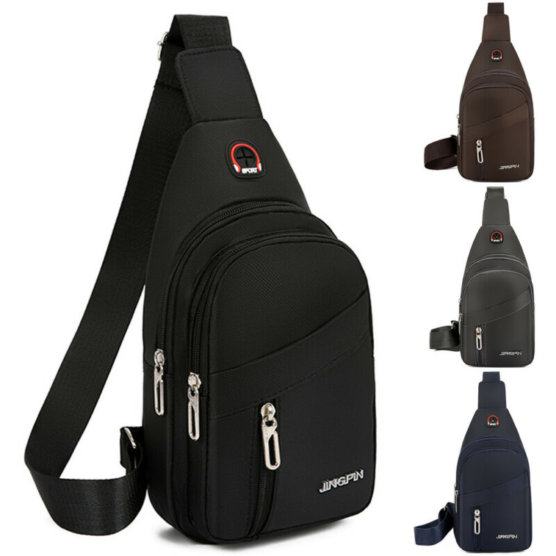 Men's Chest Bag Cycle Sling Pack Satchel Shoulder Bag Handbag Male Zipper Casual Small Day Packs Purse
