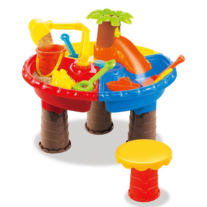 Grote Baby Play Water Baggeren Tool Zandloper Graven Pit Kinderen Zomer Emmer Outdoor Zee Strand Speelgoed Spelen Zand Tafel Set: Tree round