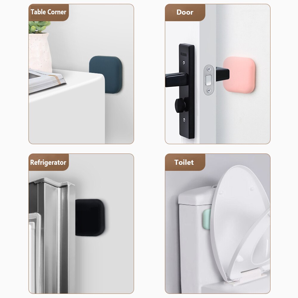 Butoir de porte rond/carré en Silicone, protection murale, poignée de porte, pare-chocs, auto-adhésif, silencieux, bloc de porte, meubles, Anti-collision