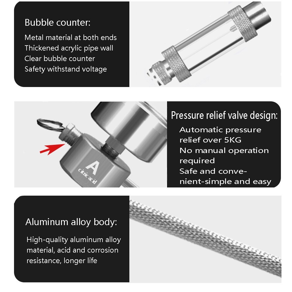 Aquarium DIY CO2 generator, bubble counter diffuser with solenoid valve,carbon dioxide reactor kit for control of aquatic plants