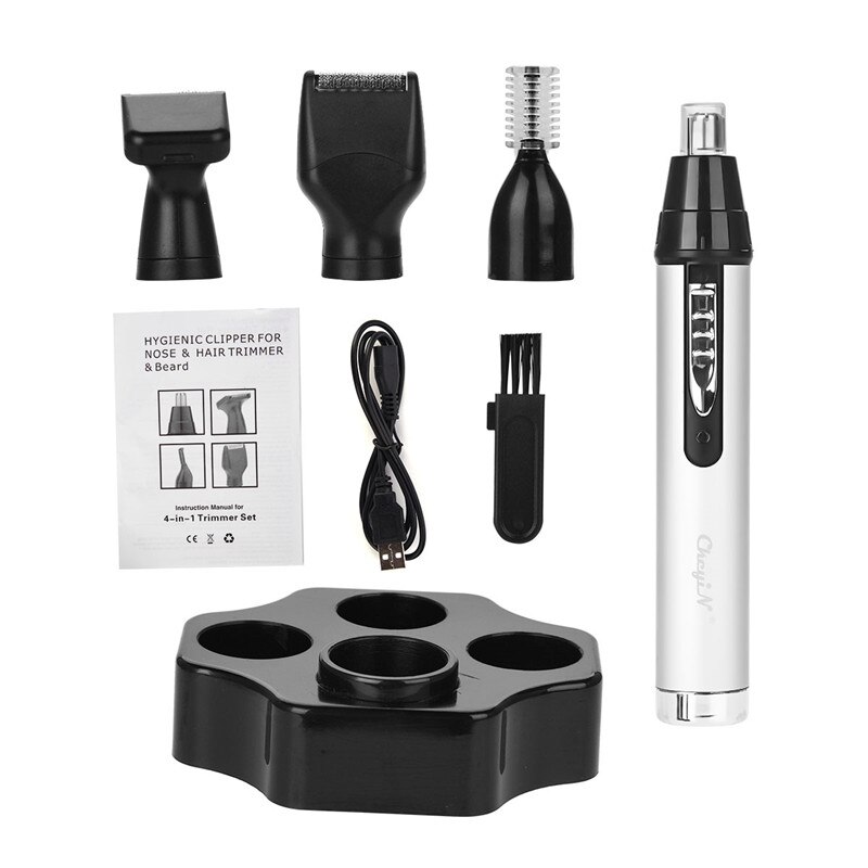 CkeyiN Men Hair Clipper Trimmer Cordless Nose Eyebrow Removal Painless Electric Shaver Machine Beard Razor Mower: 4 in 1