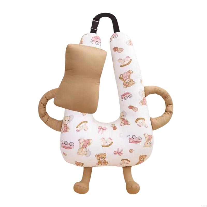 Baby-Autositzkissen mit Nackenstütze, maschinenwaschbar, Polyesterfaser-Kopfstütze für Kinderwagen, Reisekomfort, A2UB: WEISS