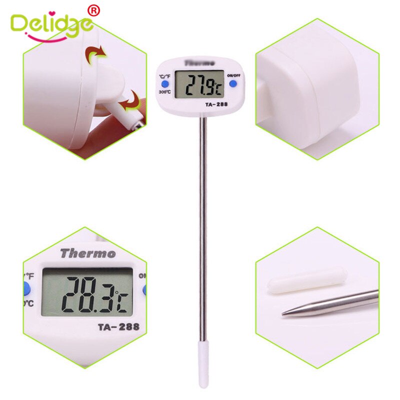 1 Pc de Cocina Digital horneado de alimentos termómetro de carne barbacoa horno leche cocina probador giratorio sonda electrónica termómetro