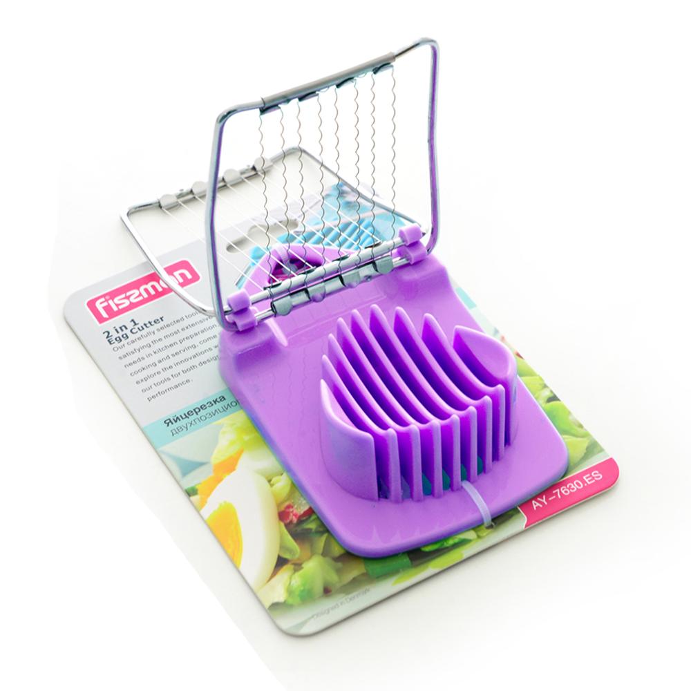 Fissman 2in1 Egg Cutter-Kazen Aardbei Paddestoel Ei Slicer Bloem Rand Mal: purple