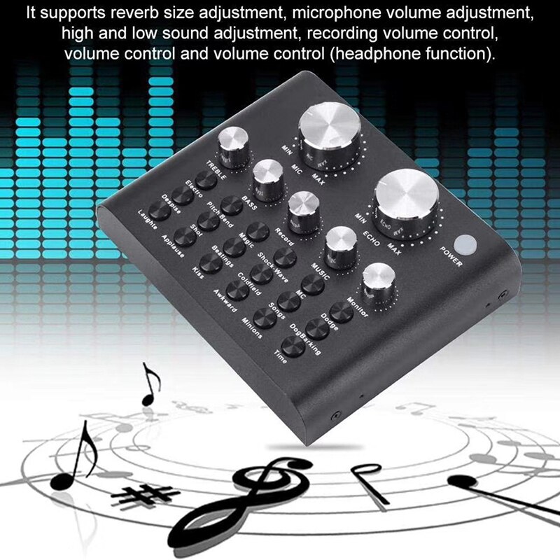 1SET Audio Interface V8 Usb Sound Card Audio Microphone Webcast Live Sound Card External Usb Bluetooth Function For Phone PC