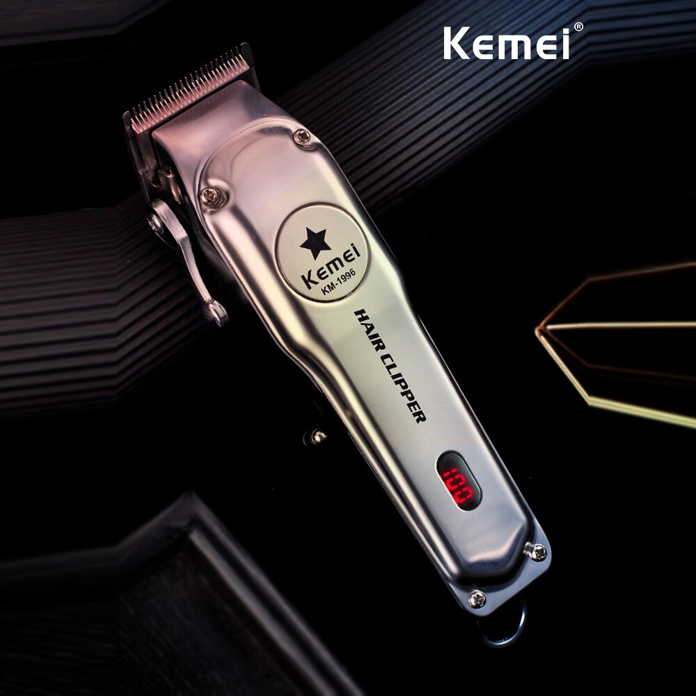 Kemei KM-1996 Professionele Elektrische Tondeuse Oplaadbare Alle Metalen Elektrische Tondeuse Mannen Baard Trimmer Kapsel Machine