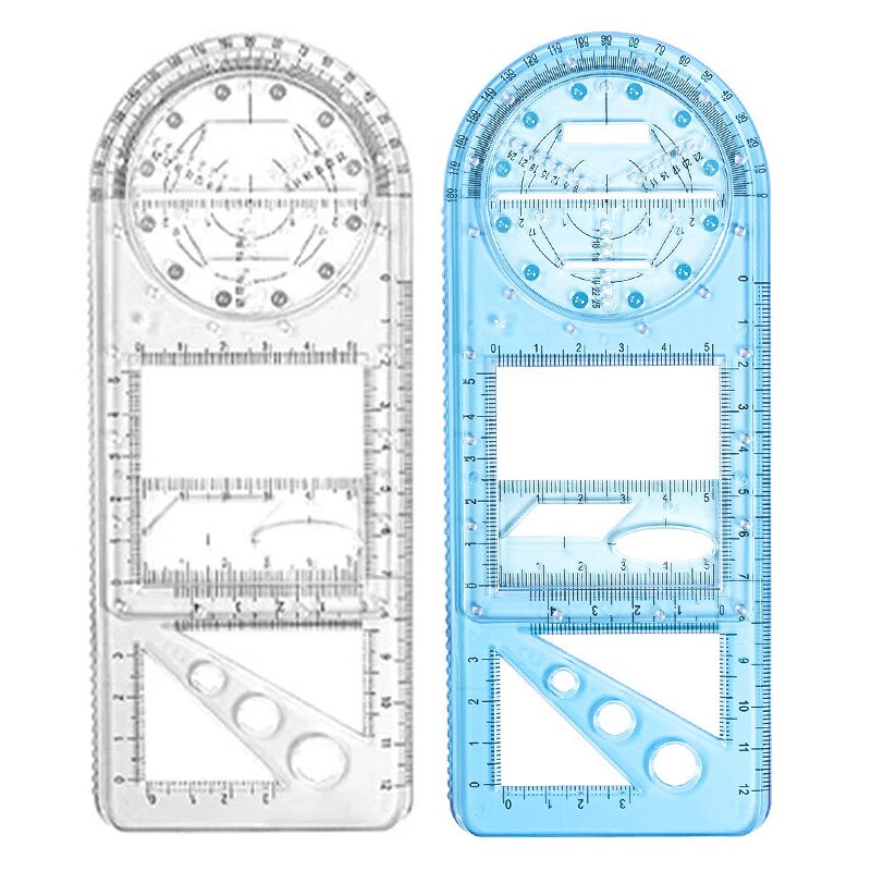 1pc Geometric Ruler Drawing Template Art Construction Architect Stereo Geometry Circle Drafting Measuring Scale Ruler: O