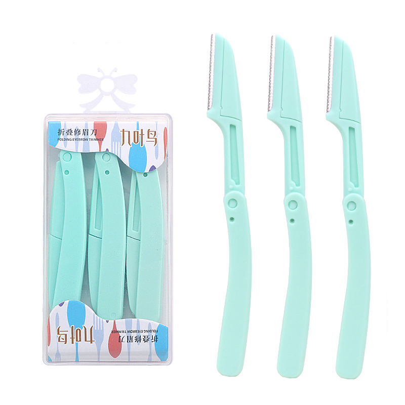 Karsyngirl 3pcs Vouw Wenkbrauw Trimmer Schaar Haar Remover Wenkbrauw Kam Scheermes Wenkbrauw Clip Makeup Tools Gezicht Scheermes voor Vrouwen