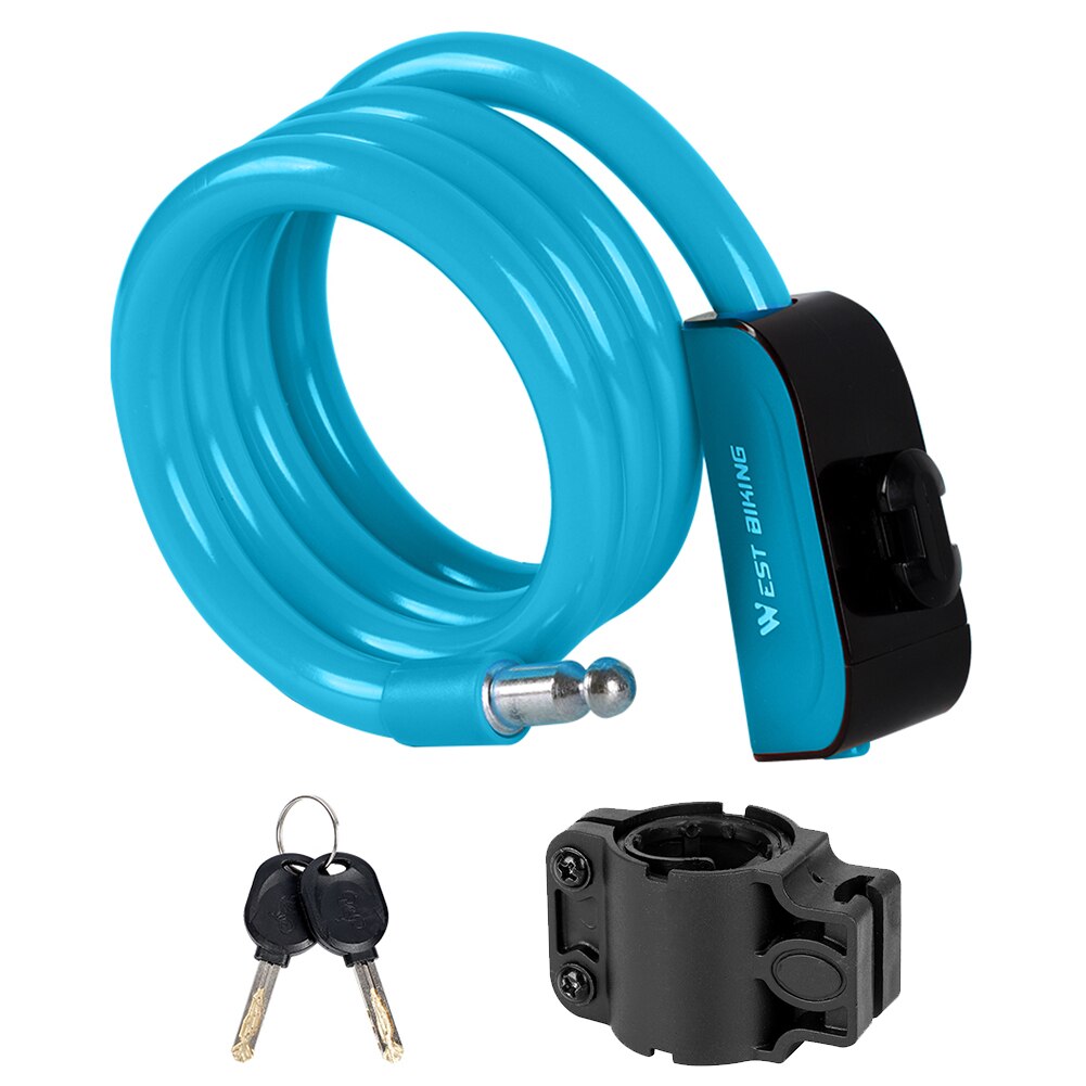 Candado para bicicleta MTB, seguridad antirrobo de 1,2 m, candados para cables de acero para bicicletas, elementos de reparación antiresistencia para exteriores para ciclismo occidental: Azul