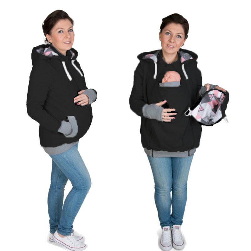 Manteau de maternité 3 en 1, sweat à capuche d&#39;hiver, poche kangourou, veste pull de maternité pour femmes enceintes, sweat surdimensionné