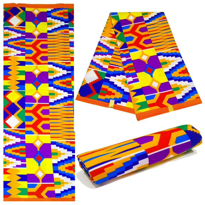 Moderne fargerik ghana vokstrykk stoff afrikansk pagne ankara nigeria ekte nederland vokstrykk stoff 6 meter