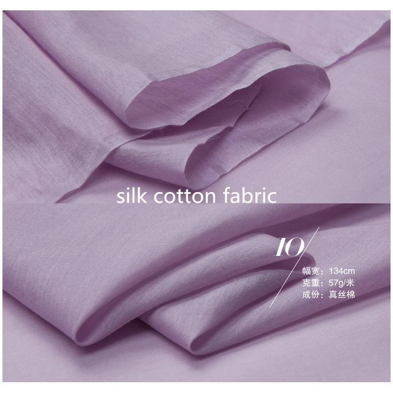 134cm*50cm Mulberry silk/cotton fabric pure silk material for dress lining silk cotton tissue lightweight soft silk linings