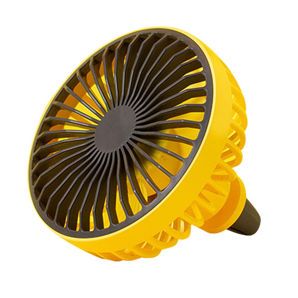 Ventilateur USB pour voiture | ventilateur USB, 360 degrés rotatif, lumières colorées, Mini ventilateur, réglable, vitesse du Vent, refroidissement de l'air, monté sur évent: Yellow