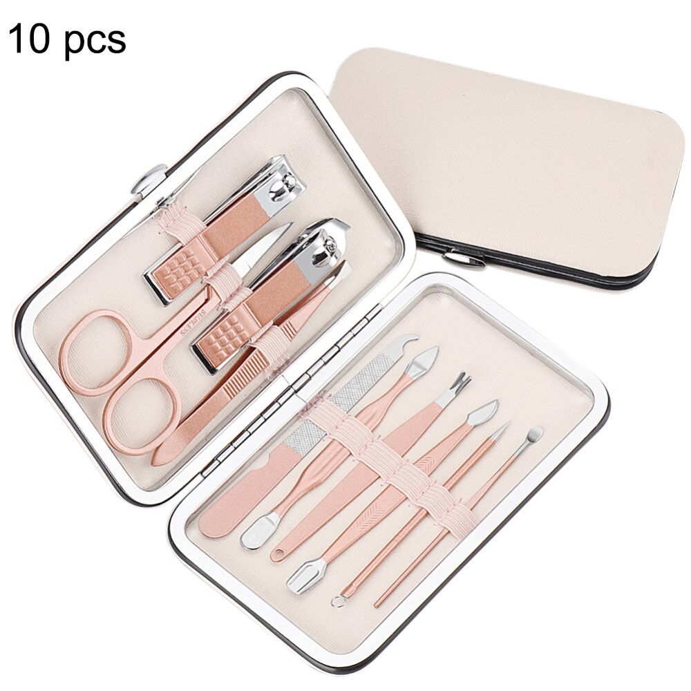 7/10/16/18 stks/set Roestvrij Staal Nagelknipper Schaar Set Kits Manicure Pedicure Care Set: 10pcs