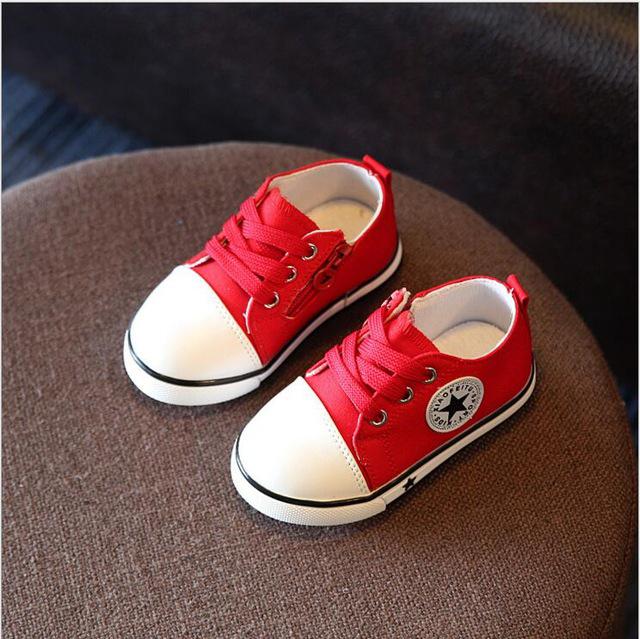 printemps toile chaussures pour enfants filles respirant chaussures de sport garçons et filles pas puant pieds doux chaussures de sport pour enfants: Red / 6