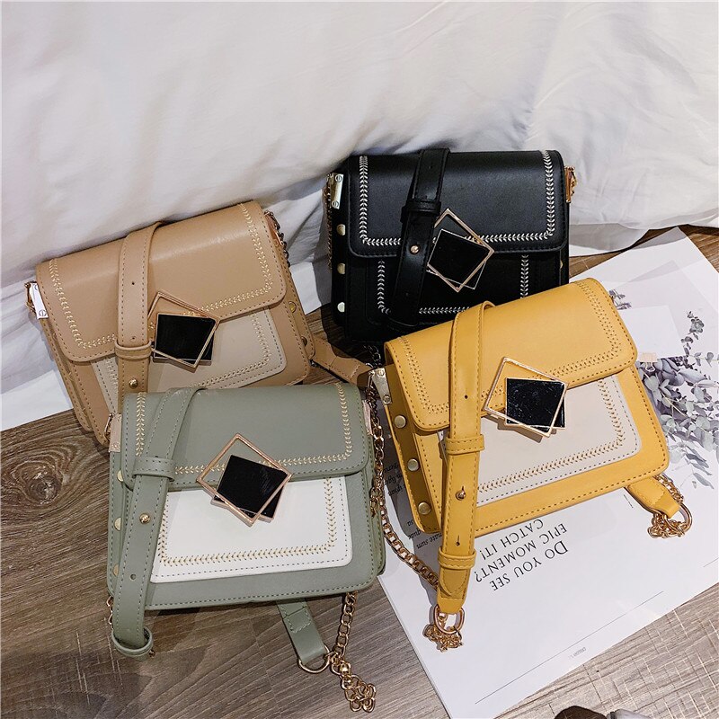 Chain Pu Leather Shoulder Bags for Women Small Crossbody Simple Special Lock Female Travel Handbags