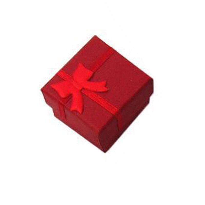 19 kolorów pudełko na pierścionek kolczyk opakowanie Case śliczne wstążki papierowe naszyjnik Wedding Stud Organizer biżuterii przechowywanie prezent Caja Expositor: Red 4X4CM