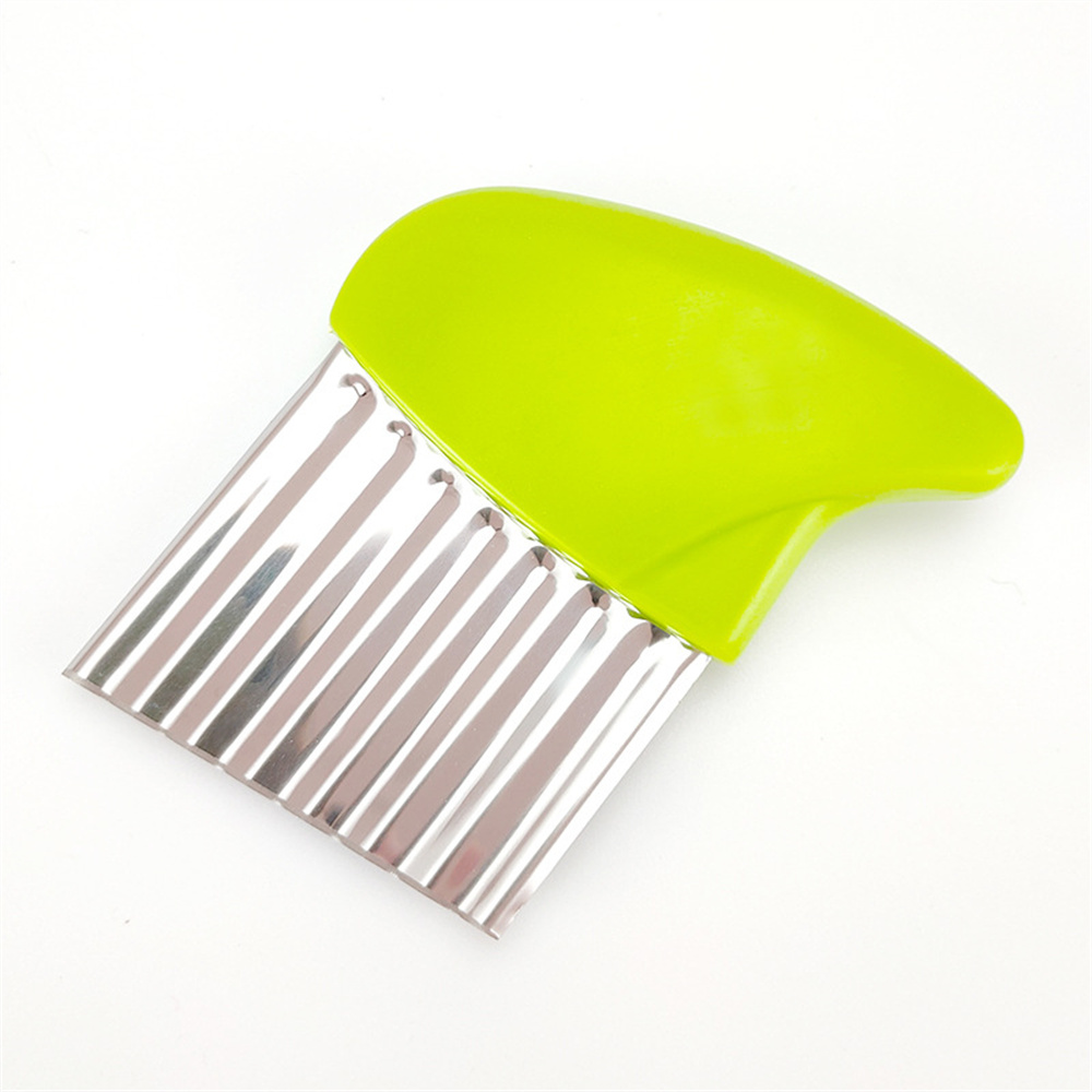 Vacclo Stainless Steel Potato Slicer Crinkle Slicer Wave Blade Chip Cutter Kitchen Chips Cooking Tools French Fries Fruits: green