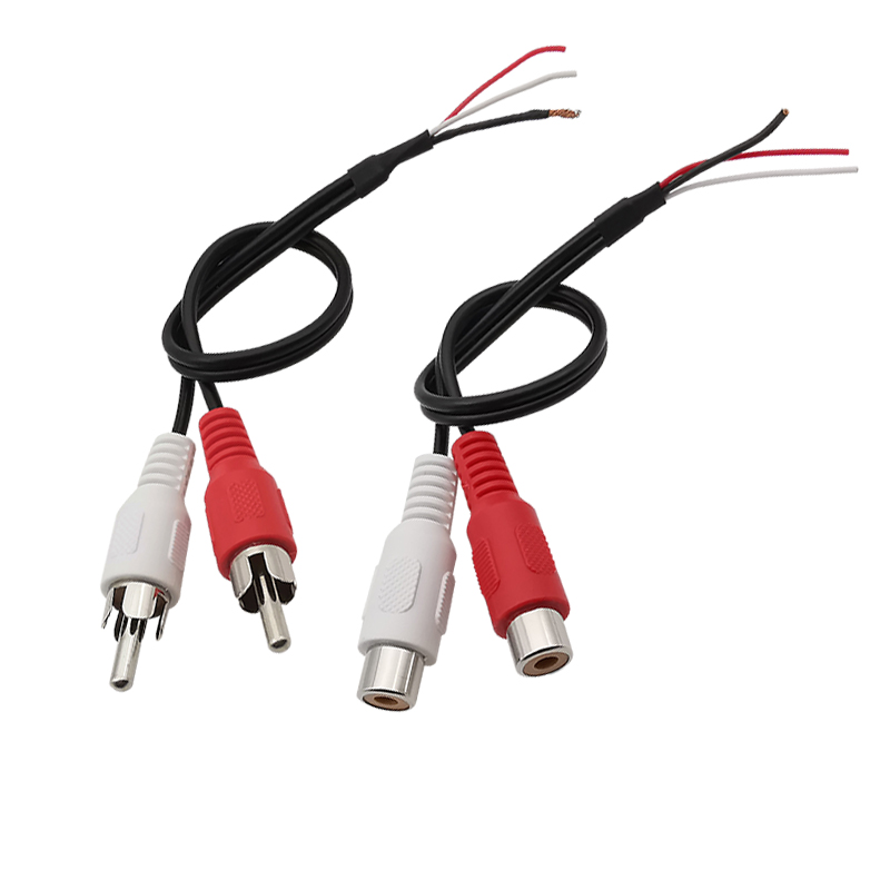 2Stck RCA Stecker/Buchse Audio- Kabel Verlängerung Draht Stecker Adapter RCA Audio- Video Kabel Zopf Schweißen DIY Stecker: Braun