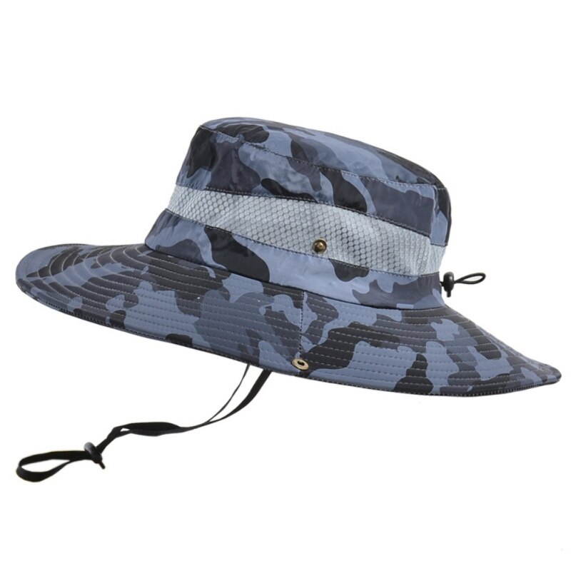 Mode Zomer Sneldrogende Anti Uv Zon Cap Hoed Grote Brede Rand Outdoor Vissen Wandelen Strand Mannen Panama Hoed Mesh ademend