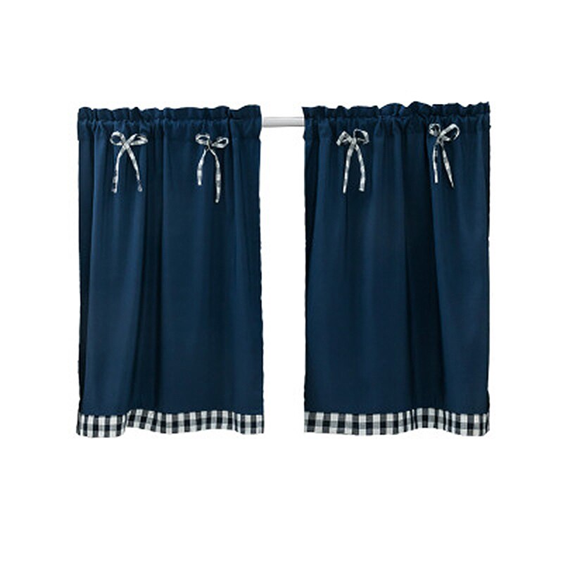 Pastoral Style Bowknot Short Curtain Bay Window Balcony Student Bed Curtain Living Room Kitchen Home Decoration
