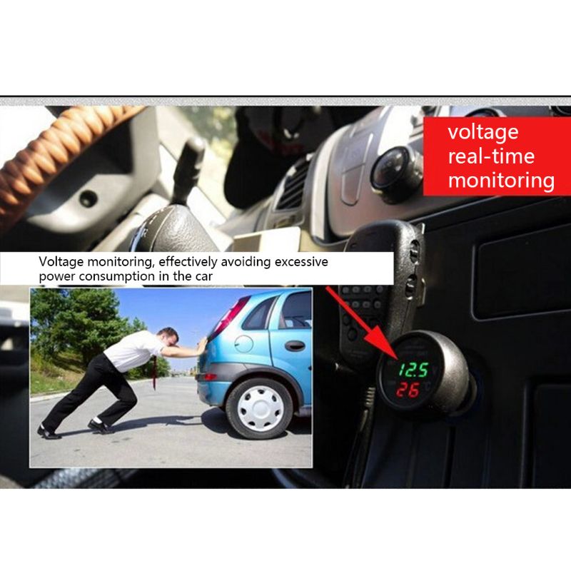 3In1 Multifunctionele Dashboard Auto Voltmeter Thermometer Usb Mobiele Telefoon Oplader G6DD