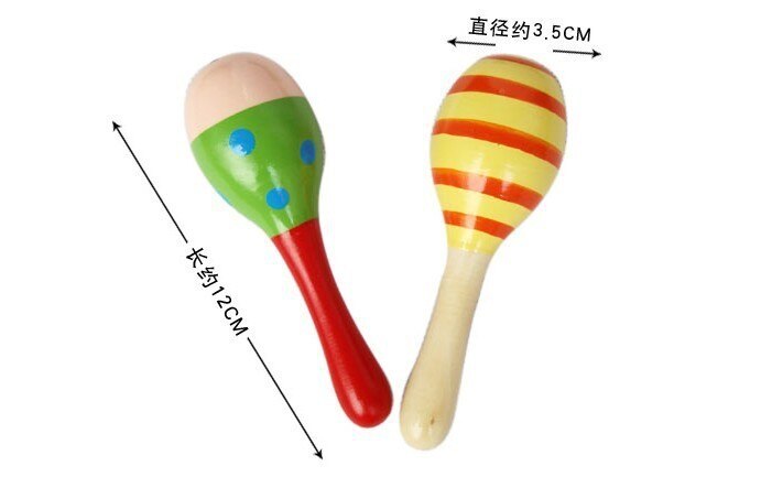 Wooden Small Sand Hammer W172 Practice Catch Hold Cartoon Maracas Bell 0-3 Year Baby Toys