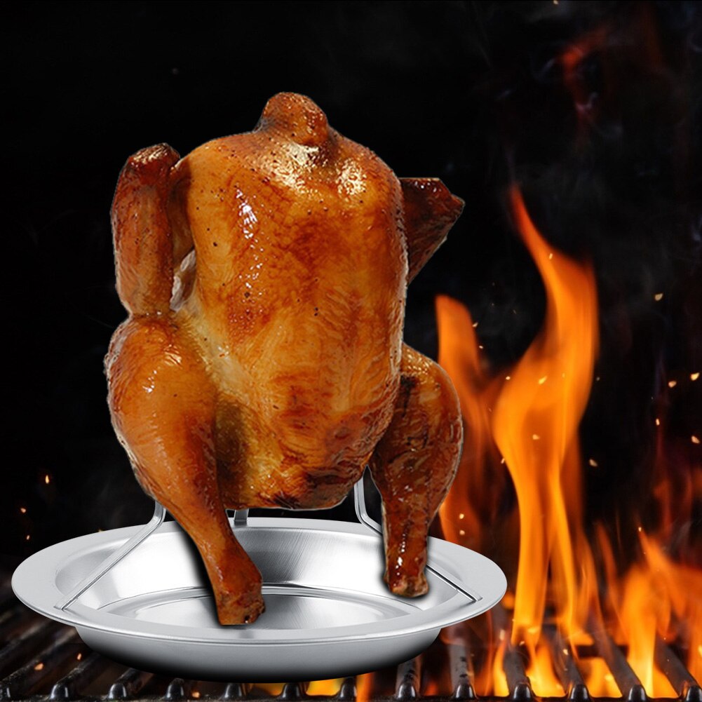 Ikke-pind rustfrit stål kylling andestativ rack grillstand ristning til bbq rib grillning kogepander grillværktøjer