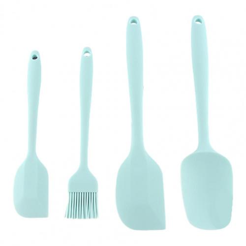 Utensils Kit Silicone Scraper Set Smooth Edge Non-Stick Safe Versatile Safety Kids Cooking Scraper Spatulas: Blue