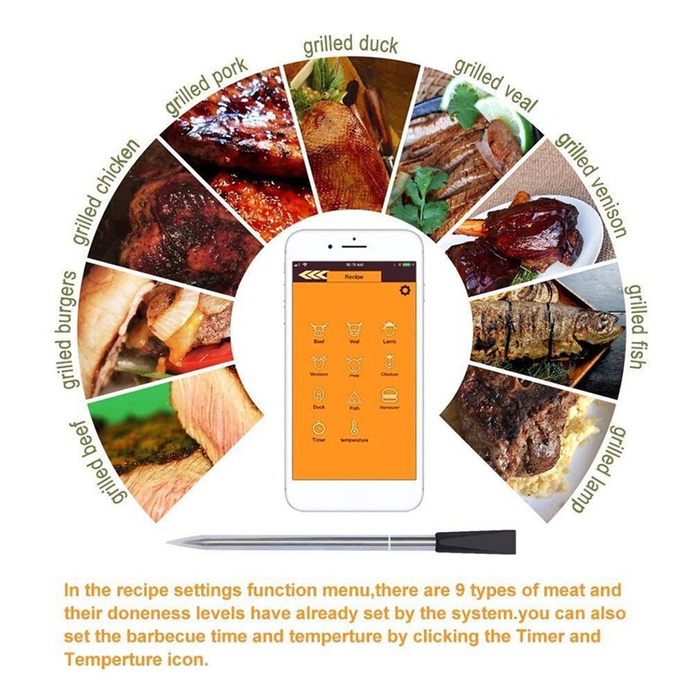 Wireless Meat Steak Thermometer Kitchen Smart Digital Wireless Barbecue Thermometer Barbecue Accessories