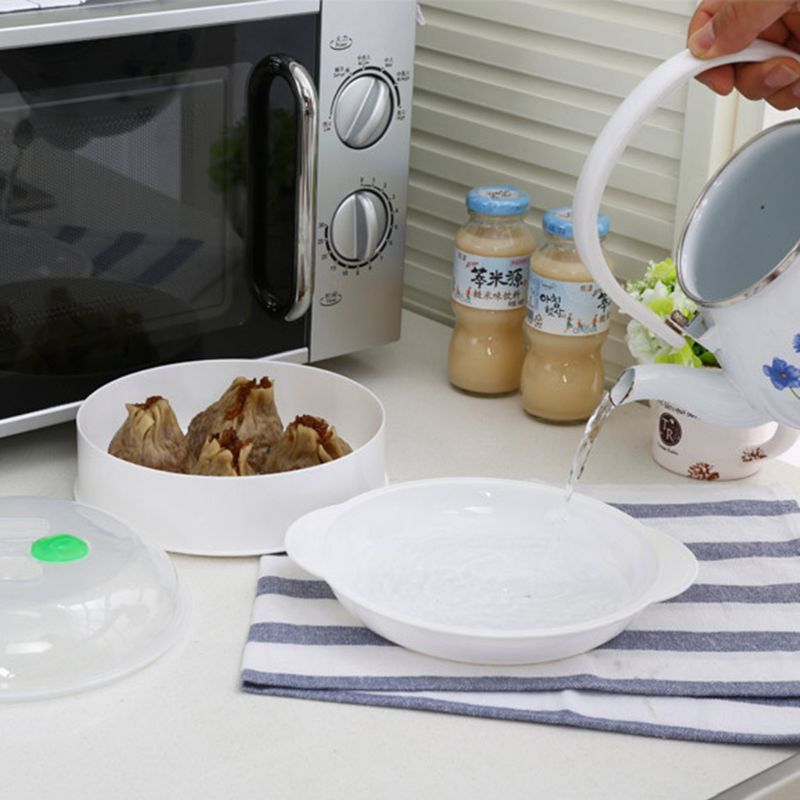 European Single Layer Plastic Steamer Microwave Oven Steamer Round Plastic Microwave Oven With Lid Kitchen Cooking Tools