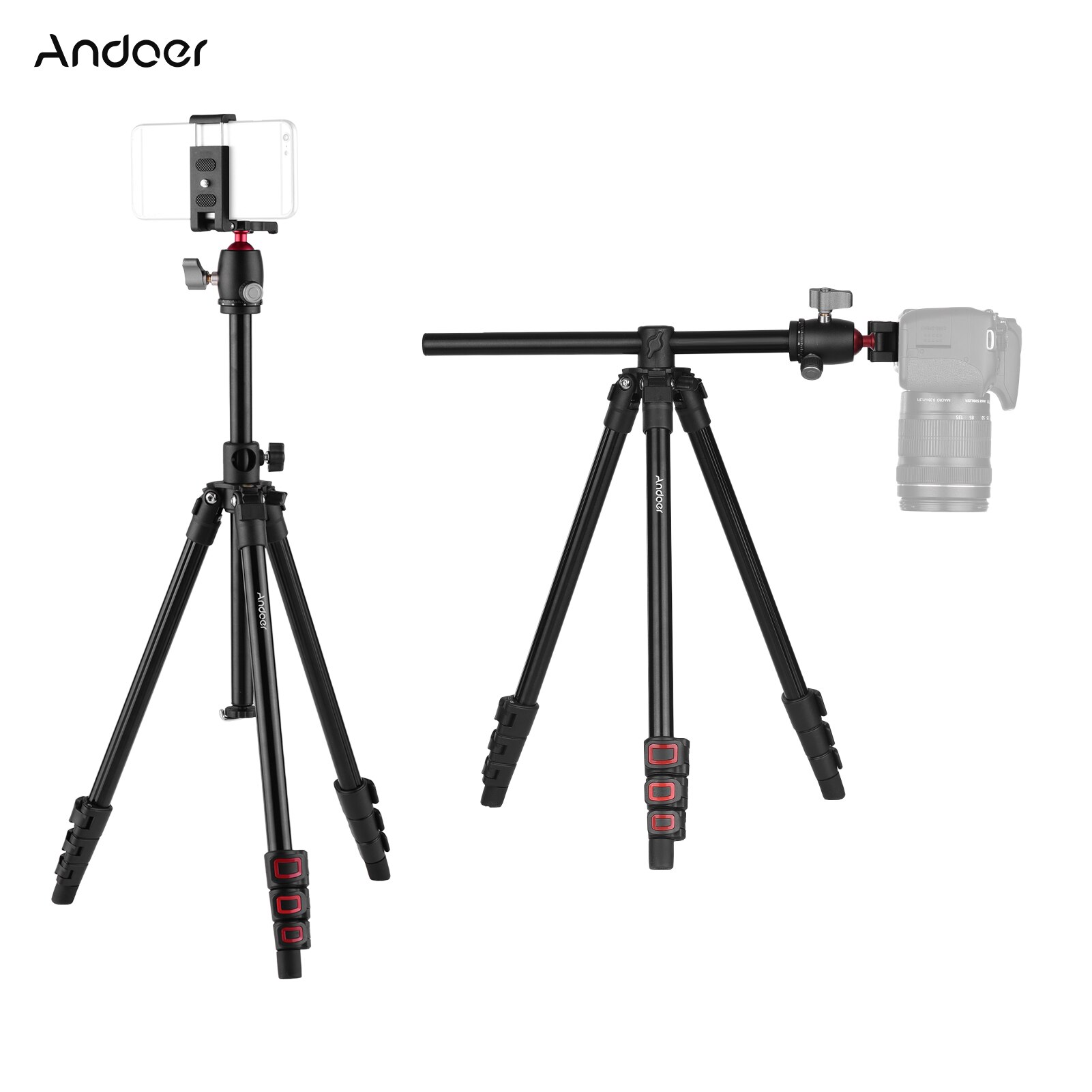 Andoer Q160H Draagbare Camera Statief Horizontale Mount Professionele Reizen Statief Met 360 ° Panoramisch Balhoofd Universal Voor Dslr